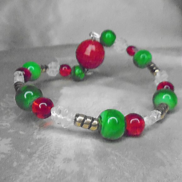 Holiday Bracelet NEW DESIGN! Christmas Jewelry OOAK Xmas Bangle - Picture 5 of 12